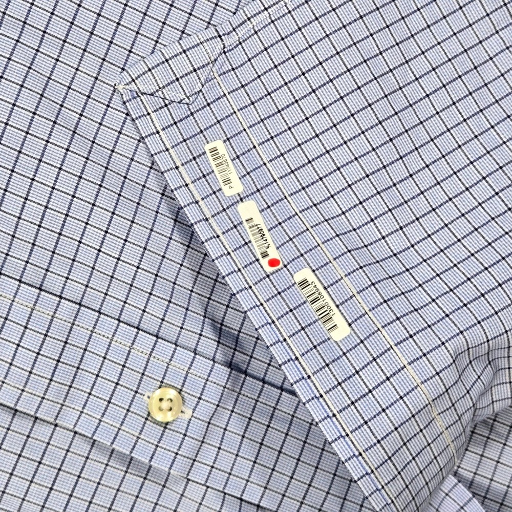 Ralph Lauren Button Down Mens 17.5 34/35 Blue Check Excellent Custom Fit Cotton - Picture 13 of 16